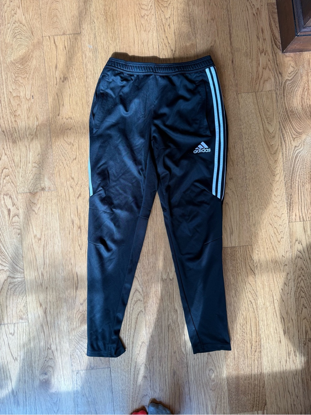 adidas Black Joggers with White Side Stripes